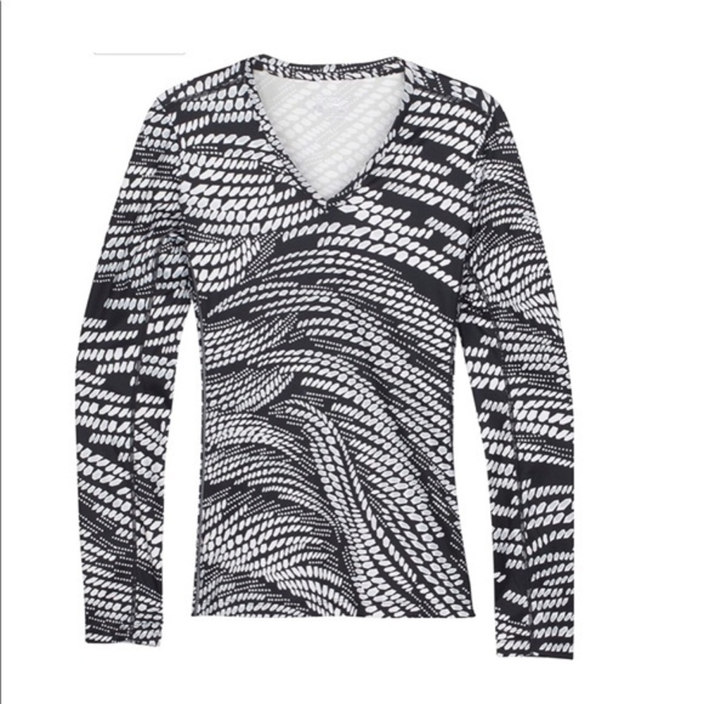 Saucony Velocity V-Neck Long Sleeve Top -Black & White M & L - NWT